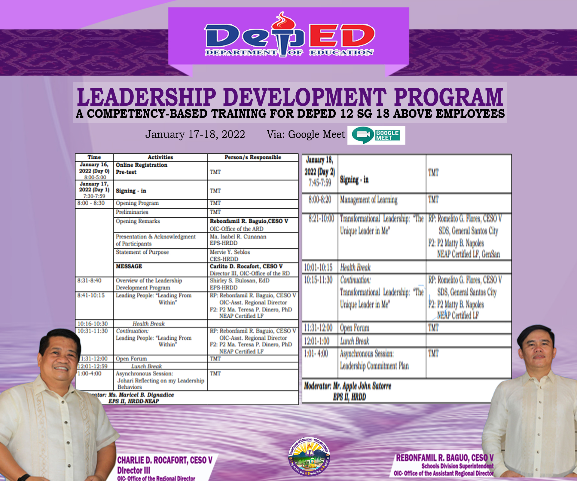 Leadership Training Program for Deped 12 SG 18 Above Employees